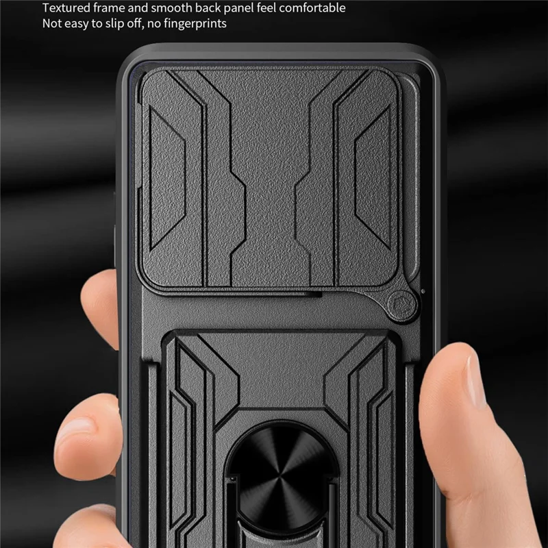 Оптовая закупка чехла для Xiaomi 14T Pro из поликарбоната + TPU с подставкой и слайдером для камеры - Черный