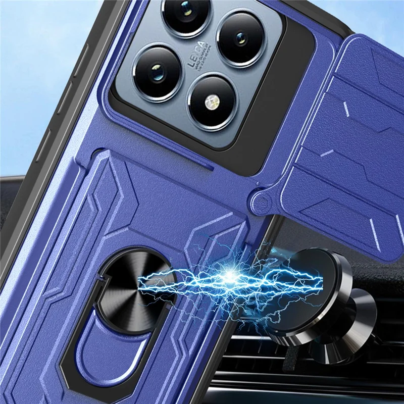 Оптовая закупка чехла для Xiaomi 14T Pro из поликарбоната + TPU с подставкой и слайдером для камеры - Черный