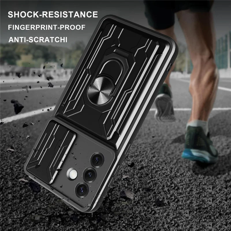 Bulk Purchasing For Samsung Galaxy S25 Case PC + TPU Kickstand Phone Back Cover with Camera Slider - Black