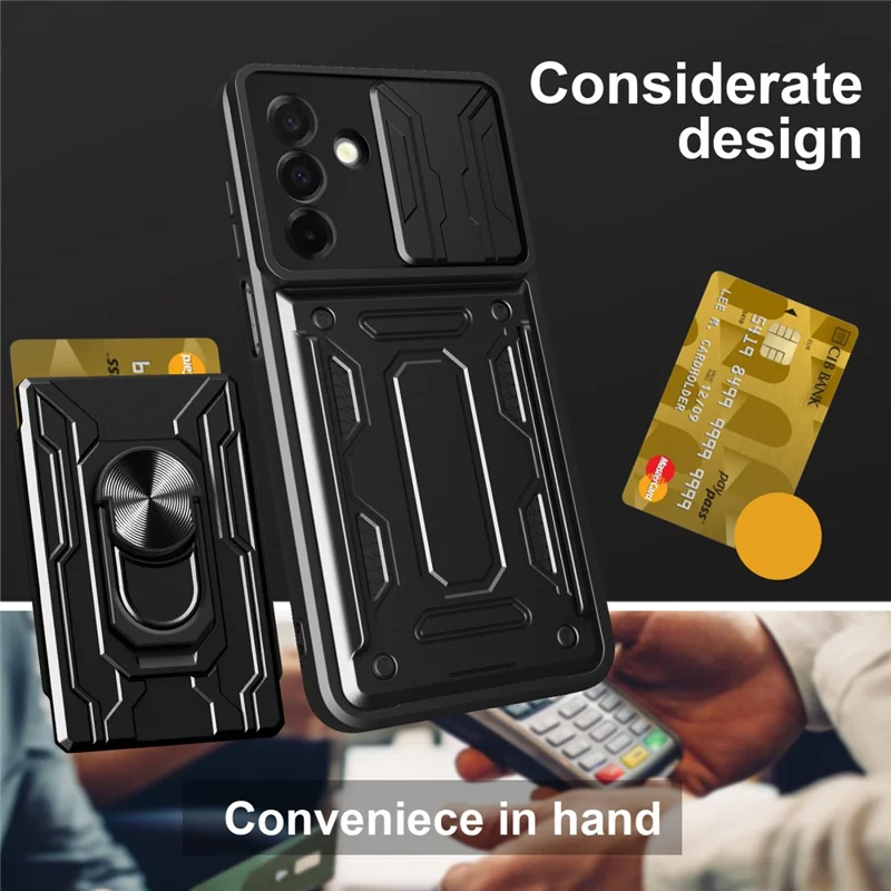 Compra a granel Funda para Samsung Galaxy A26 5G de PC + TPU con soporte y protector de cámara deslizante - Negro