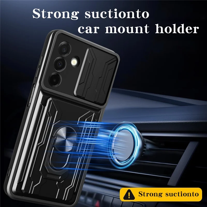 Compra a granel Funda para Samsung Galaxy A26 5G de PC + TPU con soporte y protector de cámara deslizante - Negro