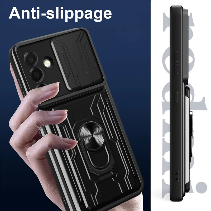 Compra a granel Funda para Samsung Galaxy A26 5G de PC + TPU con soporte y protector de cámara deslizante - Negro