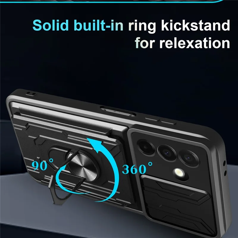 Compra a granel Funda para Samsung Galaxy A26 5G de PC + TPU con soporte y protector de cámara deslizante - Negro