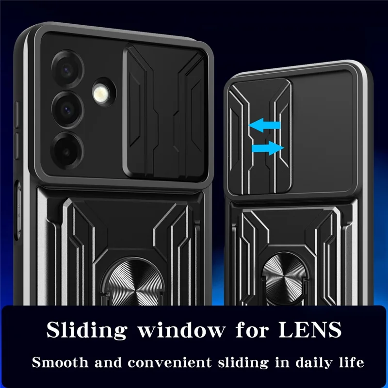 Compra a granel Funda para Samsung Galaxy A26 5G de PC + TPU con soporte y protector de cámara deslizante - Negro