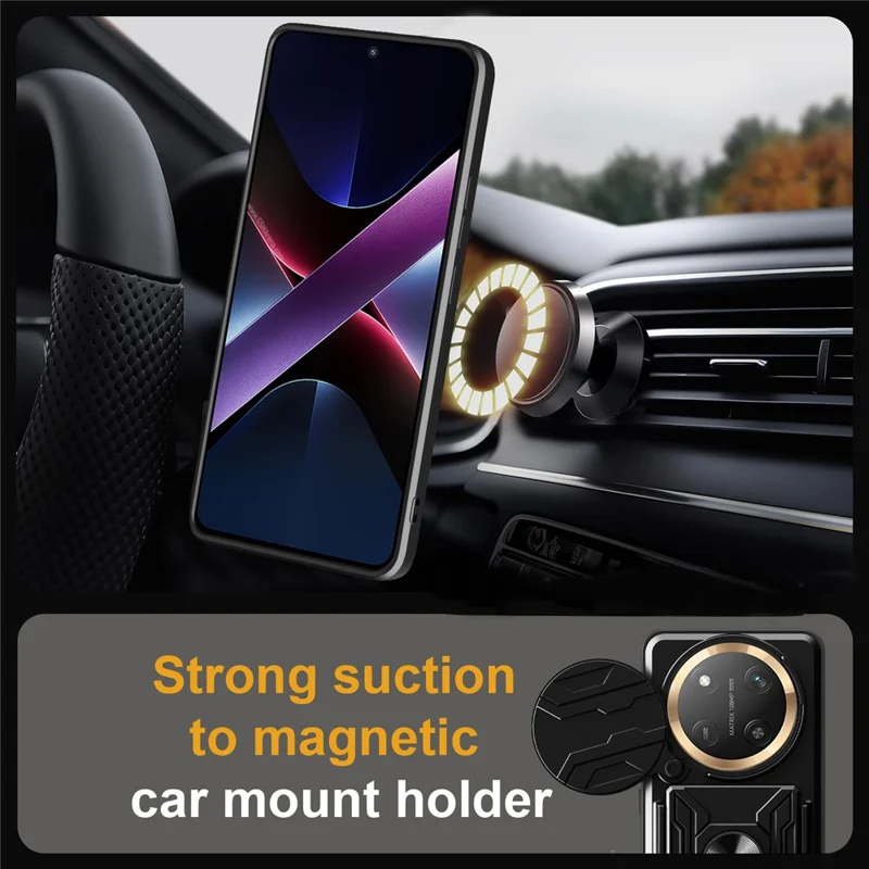 Bulk Purchasing For Honor Magic7 Lite 5G / X9c 5G / X60 Pro 5G Case PC + TPU Kickstand Phone Back Cover with Camera Slider - Black