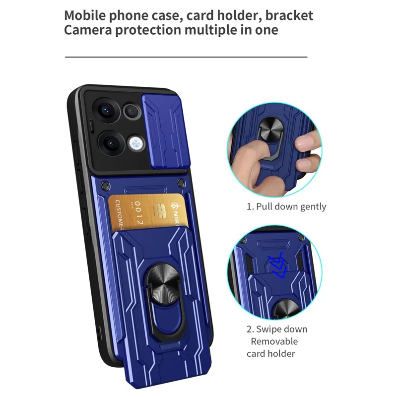 Bulk Purchasing For Oppo Reno13 5G (Global) Case PC + TPU Kickstand Phone Back Cover with Camera Slider - Black