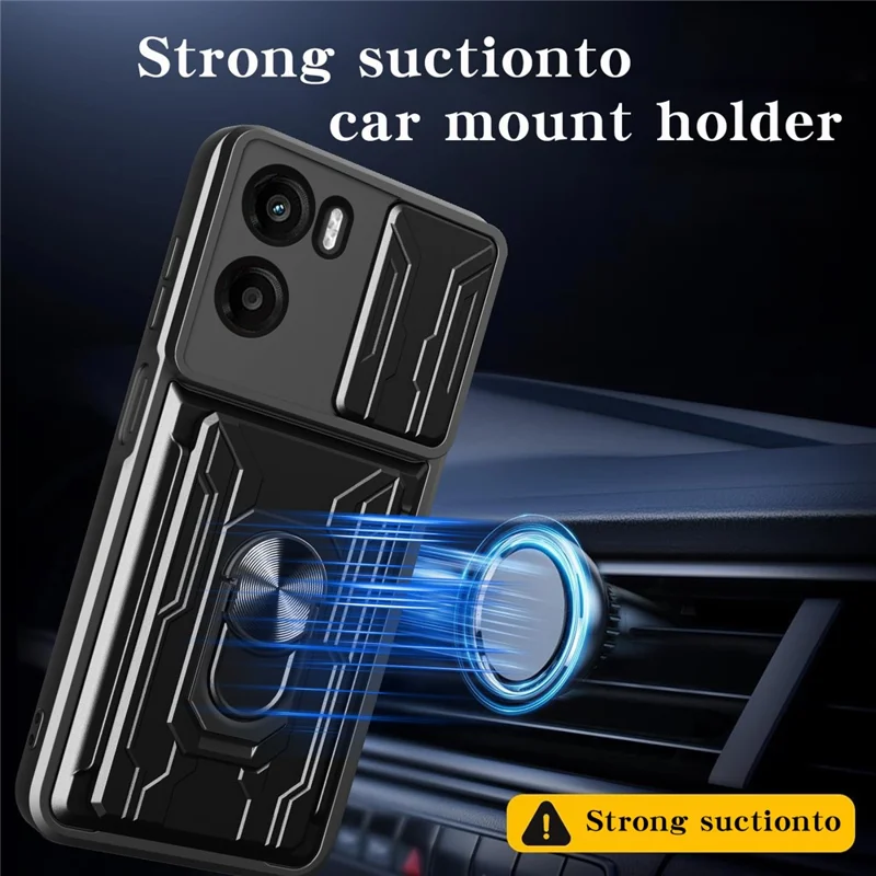 Groothandel voor Motorola Moto G05 4G hoesje PC + TPU met standaard en camera-schuif - Zwart