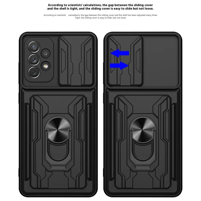 Achat en gros pour étui Samsung Galaxy A23 4G / 5G (Version internationale) PC + TPU avec support et protection de caméra coulissante - Noir