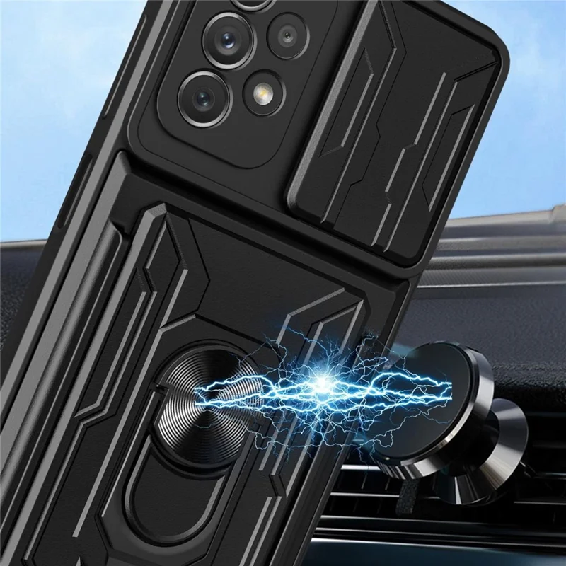 Achat en gros pour étui Samsung Galaxy A23 4G / 5G (Version internationale) PC + TPU avec support et protection de caméra coulissante - Noir