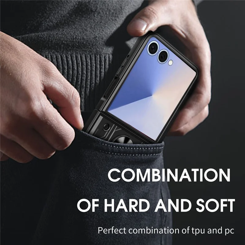 Achat en gros pour étui Samsung Galaxy Z Flip7 5G PC + TPU avec support - Noir