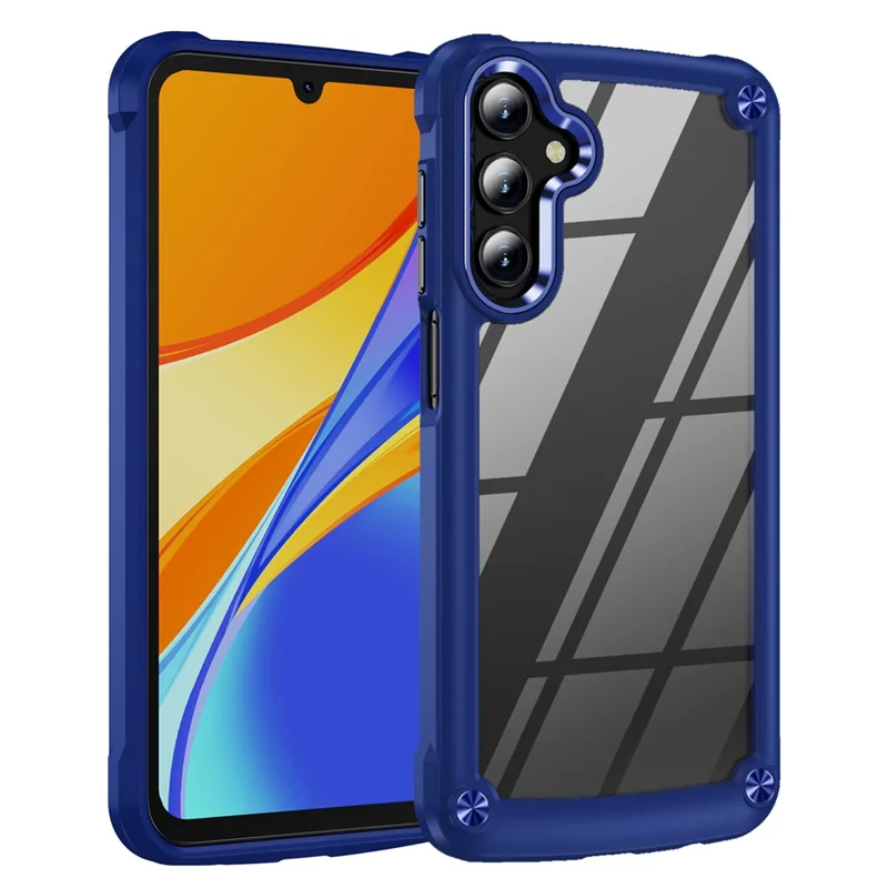 Bulk Purchasing For Samsung Galaxy A35 5G Case Anti-Drop Alloy Lens Frame PC + TPU Phone Cover - Blue