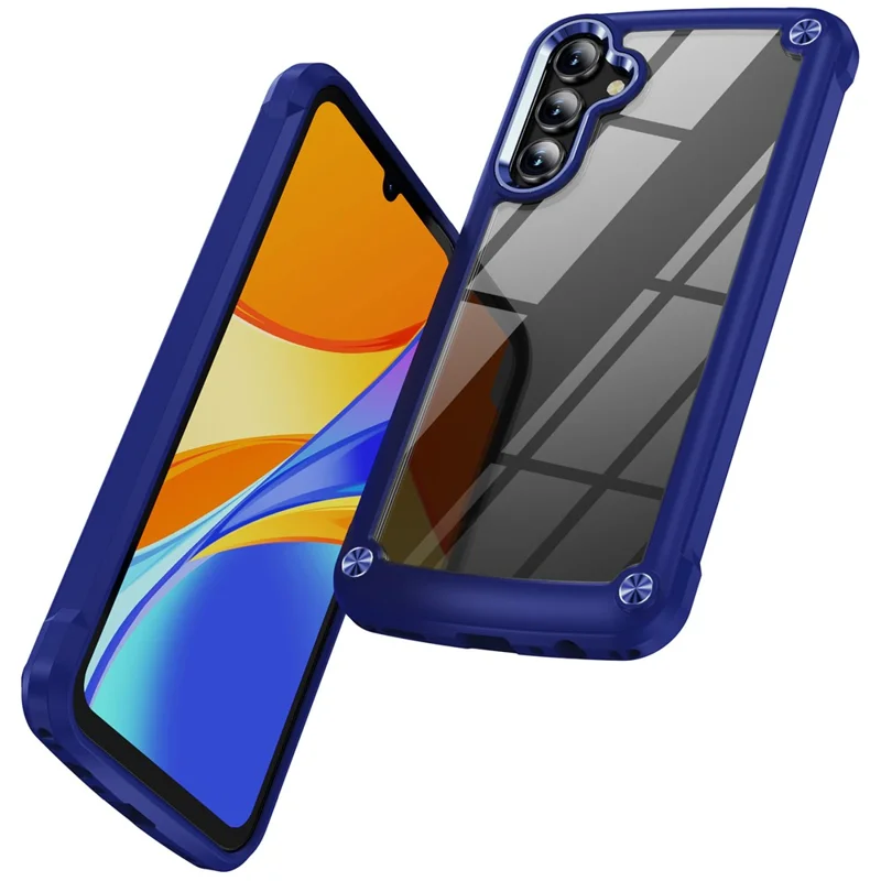 Bulk Purchasing For Samsung Galaxy A35 5G Case Anti-Drop Alloy Lens Frame PC + TPU Phone Cover - Blue
