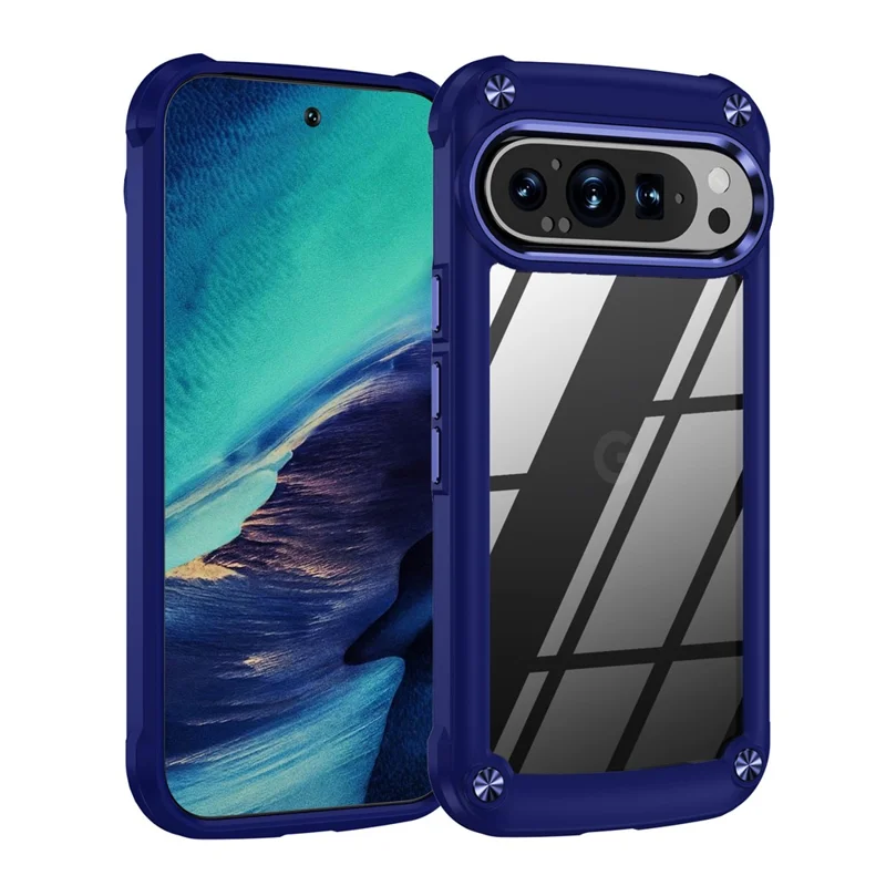 Bulk Purchasing For Google Pixel 9 Pro  /  Pixel 9 Case Anti-Drop Alloy Lens Frame PC + TPU Phone Cover - Blue