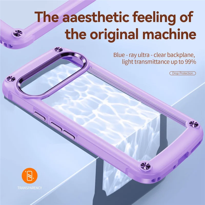 Bulk Purchasing For Google Pixel 9 Pro  /  Pixel 9 Case Anti-Drop Alloy Lens Frame PC + TPU Phone Cover - Purple