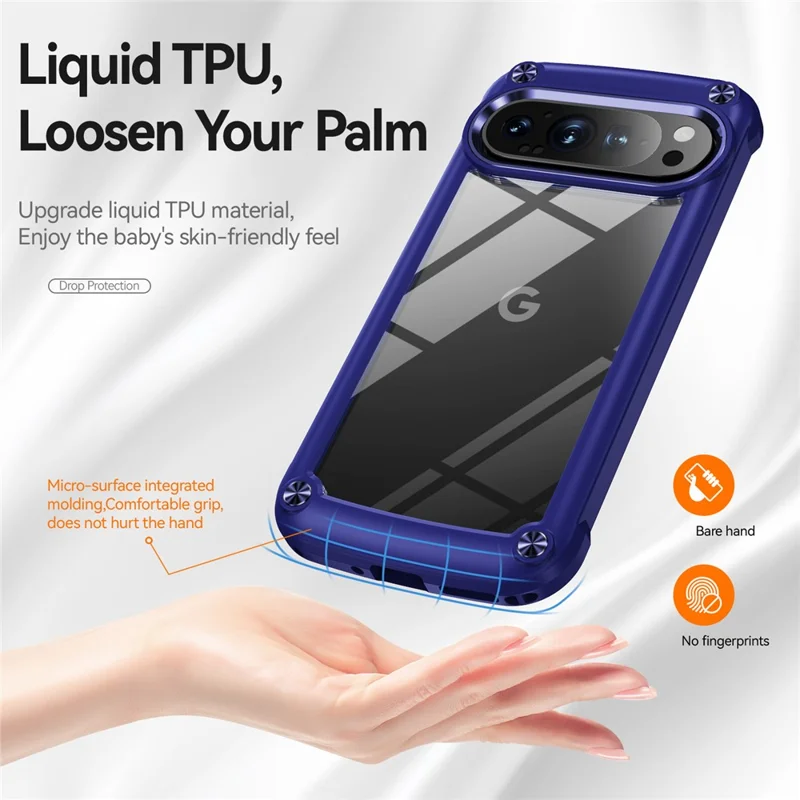 Bulk Purchasing For Google Pixel 9 Pro XL Case Anti-Drop Alloy Lens Frame PC + TPU Phone Cover - Blue