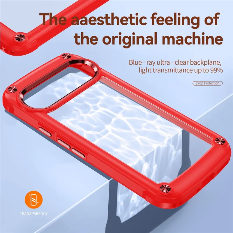 Bulk Purchasing For Google Pixel 9 Pro XL Case Anti-Drop Alloy Lens Frame PC + TPU Phone Cover - Red