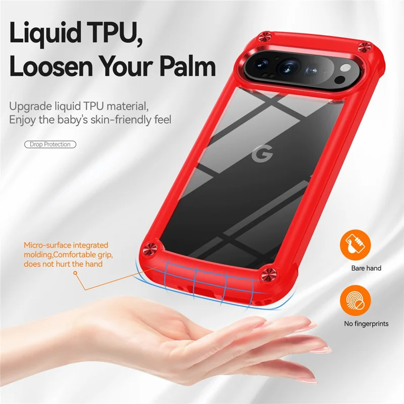 Bulk Purchasing For Google Pixel 9 Pro XL Case Anti-Drop Alloy Lens Frame PC + TPU Phone Cover - Red