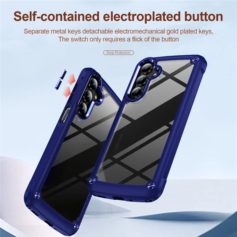 Bulk Purchasing For Samsung Galaxy A16 5G  /  4G Case Anti-Drop Alloy Lens Frame PC + TPU Phone Cover - Blue