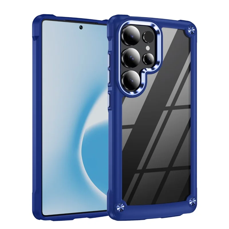 Bulk Purchasing For Samsung Galaxy S25 Ultra Case Anti-Drop Alloy Lens Frame PC + TPU Phone Cover - Blue