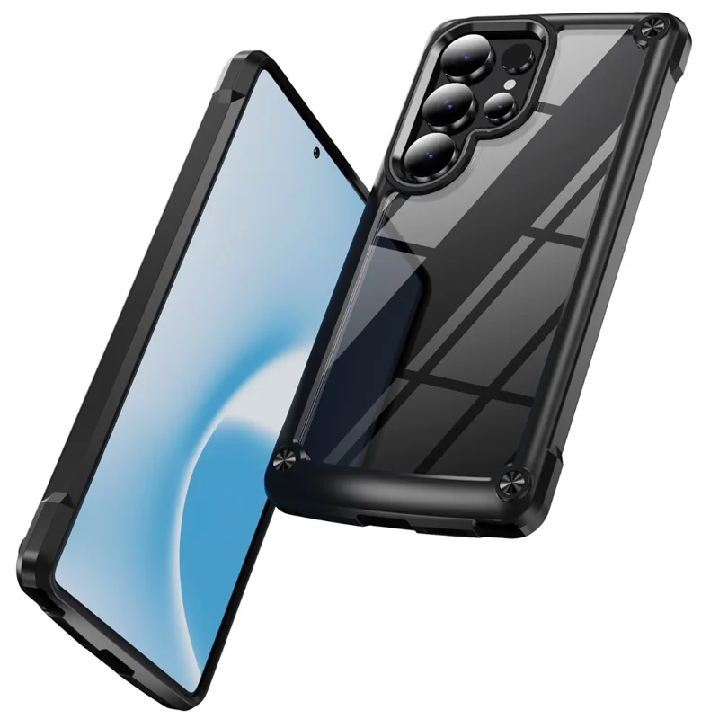 Bulk Purchasing For Samsung Galaxy S25 Ultra Case Anti-Drop Alloy Lens Frame PC + TPU Phone Cover - Black
