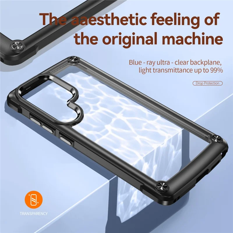 Bulk Purchasing For Samsung Galaxy S25 Ultra Case Anti-Drop Alloy Lens Frame PC + TPU Phone Cover - Black