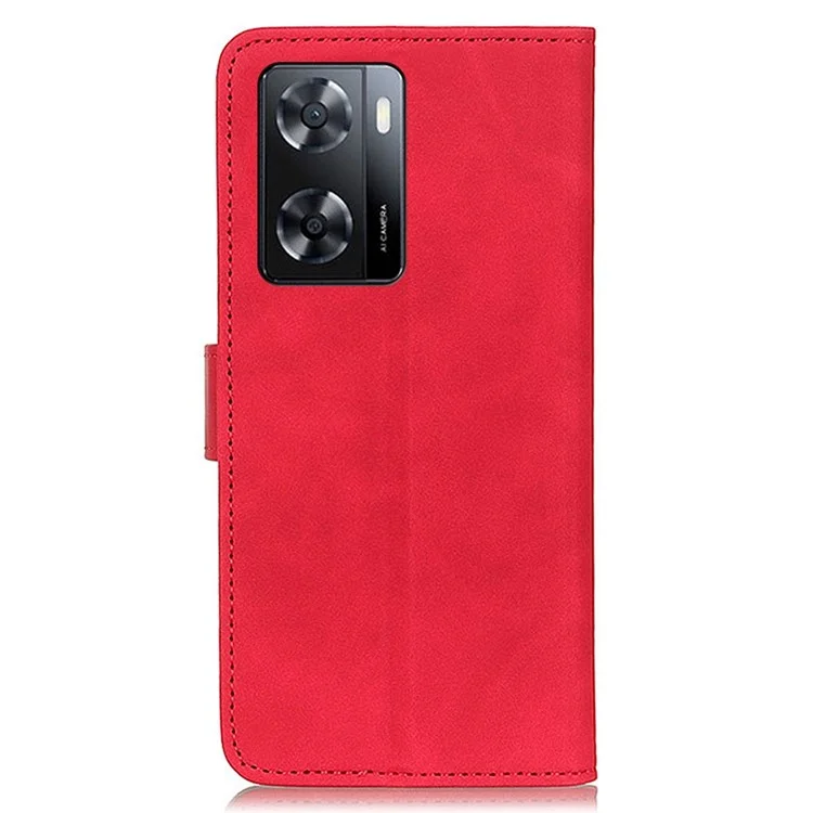 KHAZNEH Para Oppo A57 4G / A57s 4G / A77 4G Capa de Carteira de Couro PU + TPU - Textura Retrô, Suporte, Capa Flip - Vermelho