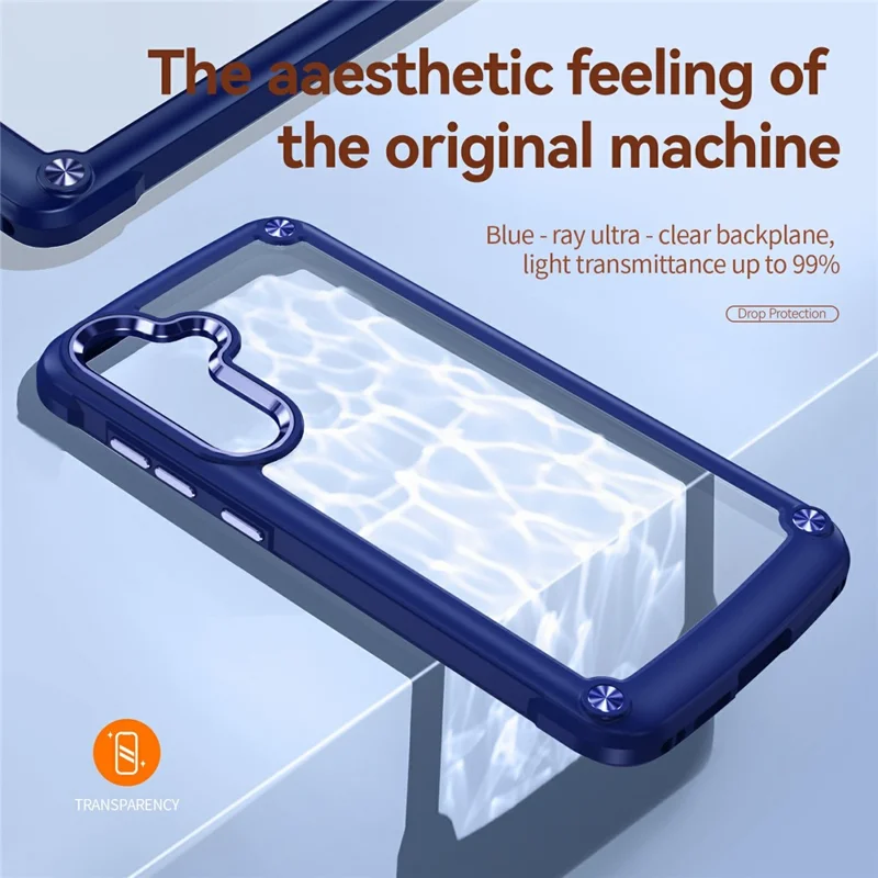 Bulk Purchasing For Samsung Galaxy S24 FE Case Anti-Drop Alloy Lens Frame PC + TPU Phone Cover - Blue