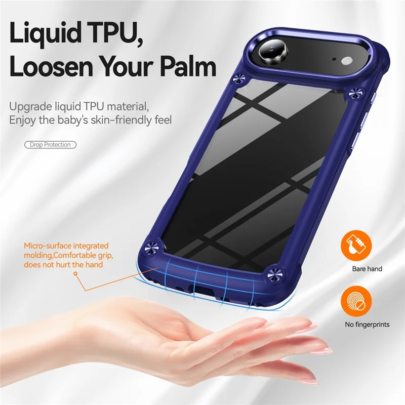 Bulk Purchasing For iPhone 17 Air Case Anti-Drop Alloy Lens Frame PC + TPU Phone Cover - Blue