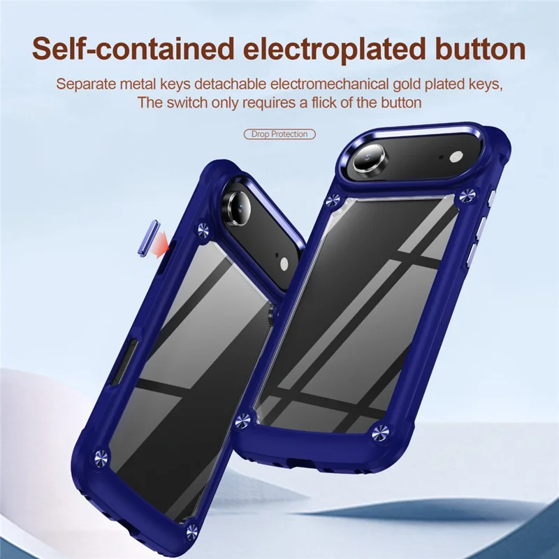 Bulk Purchasing For iPhone 17 Air Case Anti-Drop Alloy Lens Frame PC + TPU Phone Cover - Blue