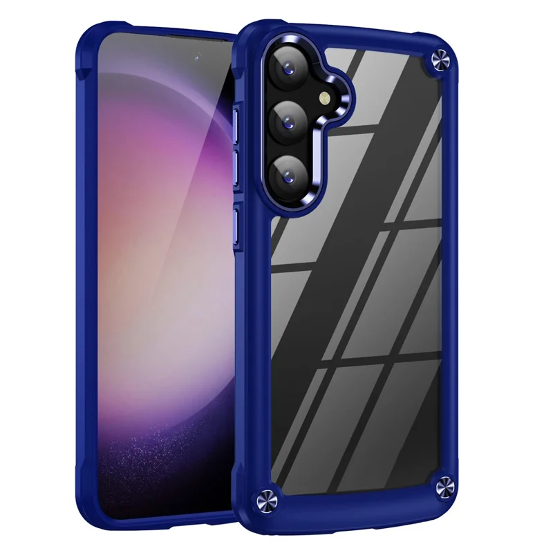 Bulk Purchasing For Samsung Galaxy S25+ Case Anti-Drop Alloy Lens Frame PC + TPU Phone Cover - Blue