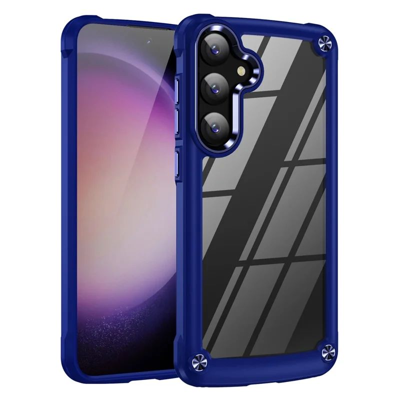 Achat en gros pour étui Samsung Galaxy S25 Cadre de lentille en alliage anti-chute PC + Couvercle de téléphone TPU - Bleu