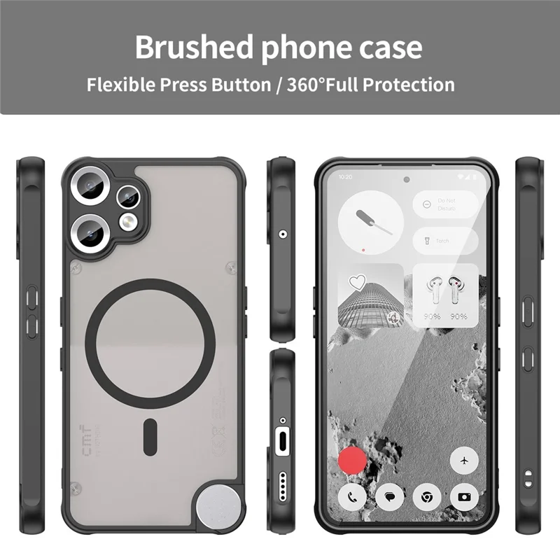 For Nothing CMF Phone 2 Pro Case Compatible with MagSafe Anti Drop PC + TPU Phone Cover - Black