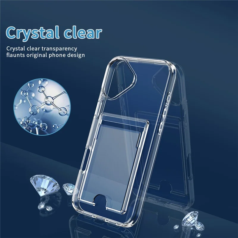 Étui transparent pour iPhone 17 en TPU + PC + Acrylique avec Porte-cartes
