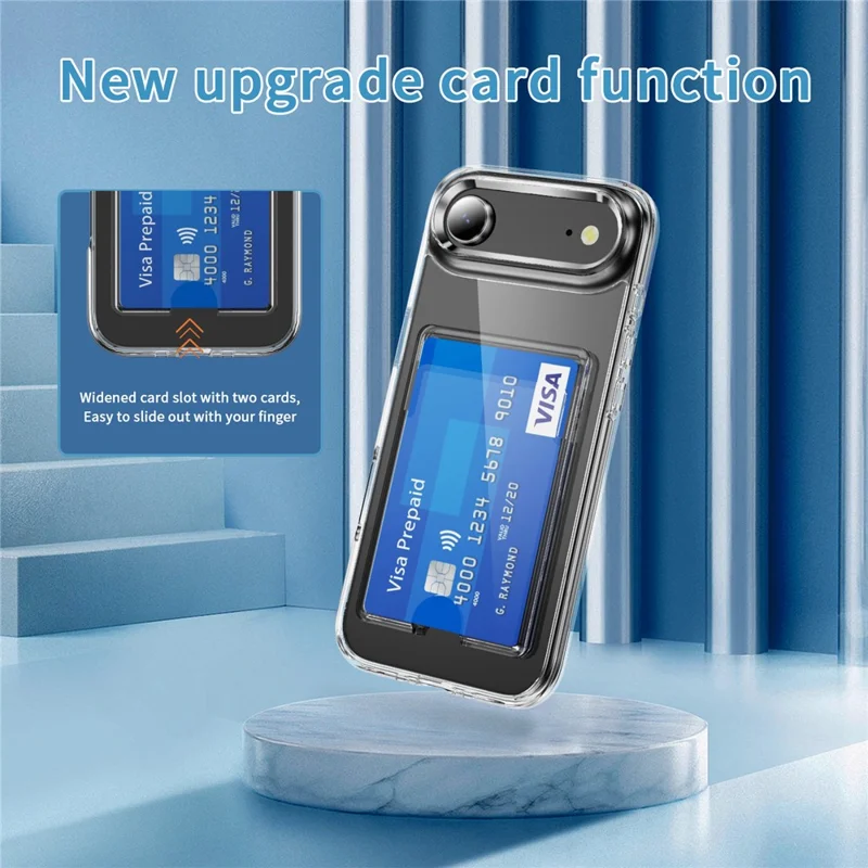 Für iPhone 17 Luftdurchlässige Schutzhülle TPU + PC + Acryl Handyhülle mit Kartenhalter