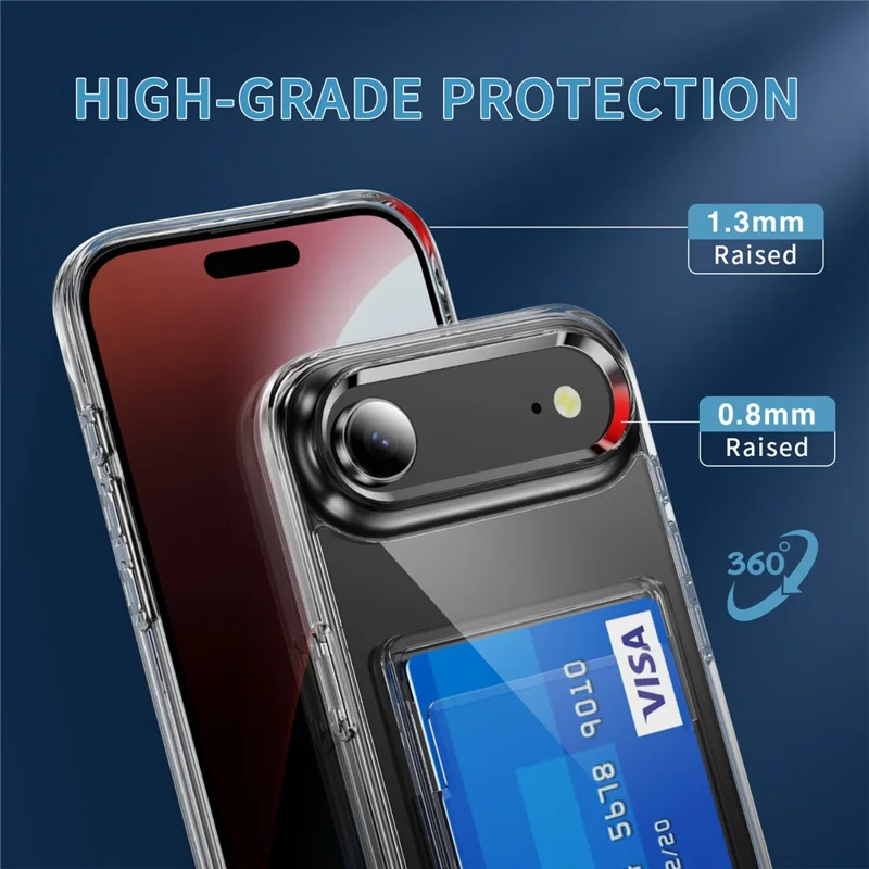 Für iPhone 17 Luftdurchlässige Schutzhülle TPU + PC + Acryl Handyhülle mit Kartenhalter