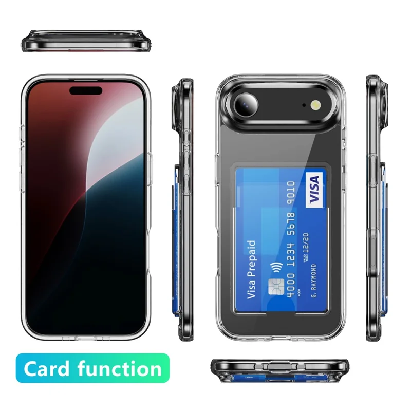 Für iPhone 17 Luftdurchlässige Schutzhülle TPU + PC + Acryl Handyhülle mit Kartenhalter