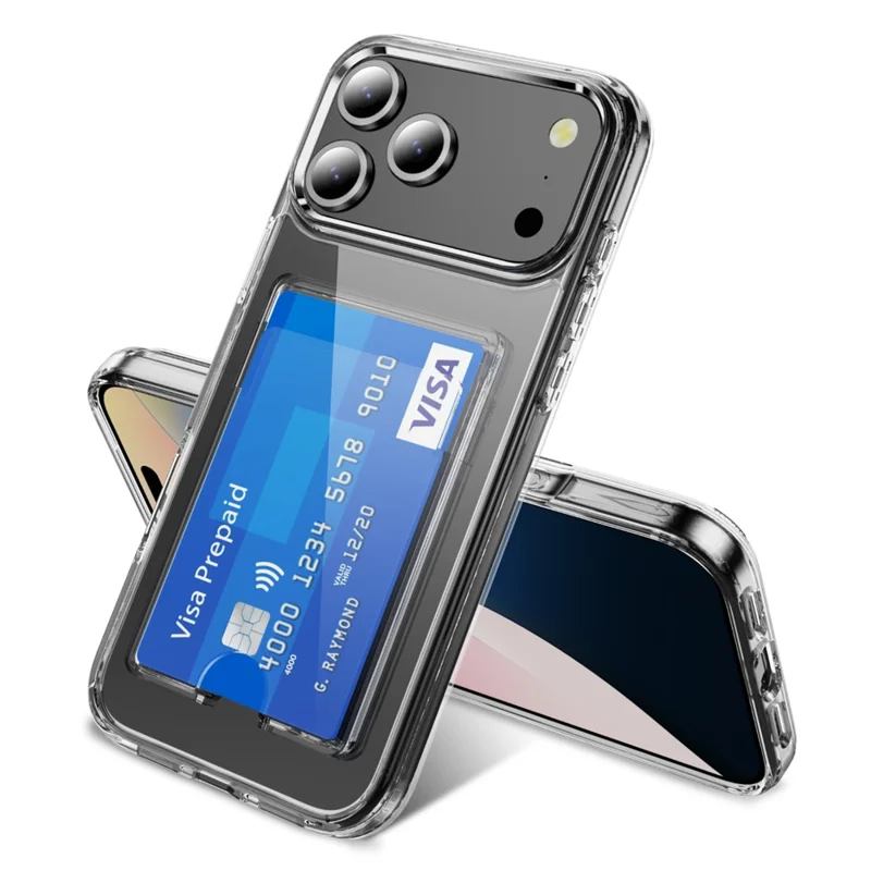 Étui transparent pour iPhone 17 Pro en TPU + PC + Acrylique avec Porte-Cartes