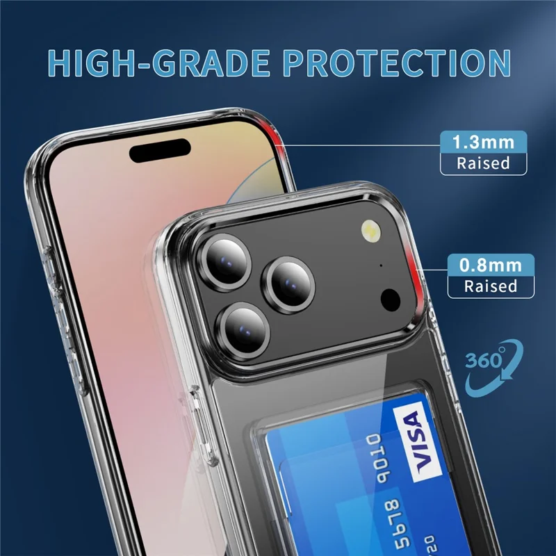 Für iPhone 17 Pro Max Klarsichtschutzhülle TPU + PC + Acryl Handyhülle mit Kartenfach