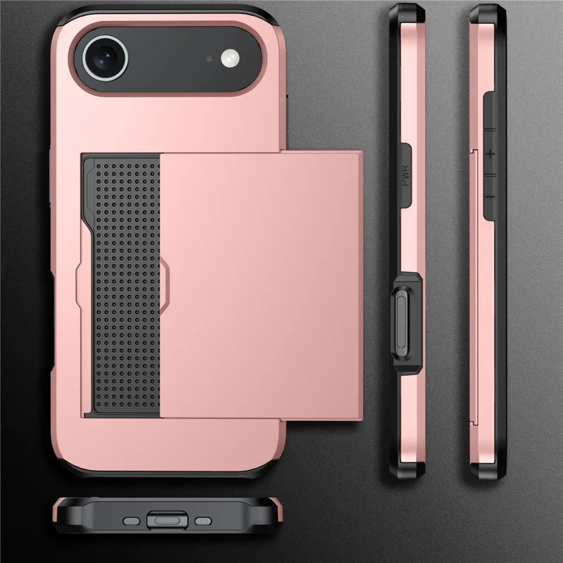 Für iPhone 17 Air Hülle mit Kartenhalter TPU + PC Handyrückseite - Roségold