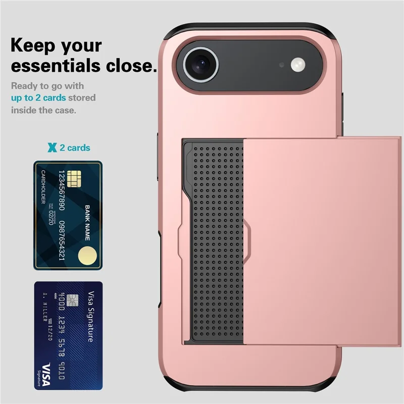 Für iPhone 17 Air Hülle mit Kartenhalter TPU + PC Handyrückseite - Roségold