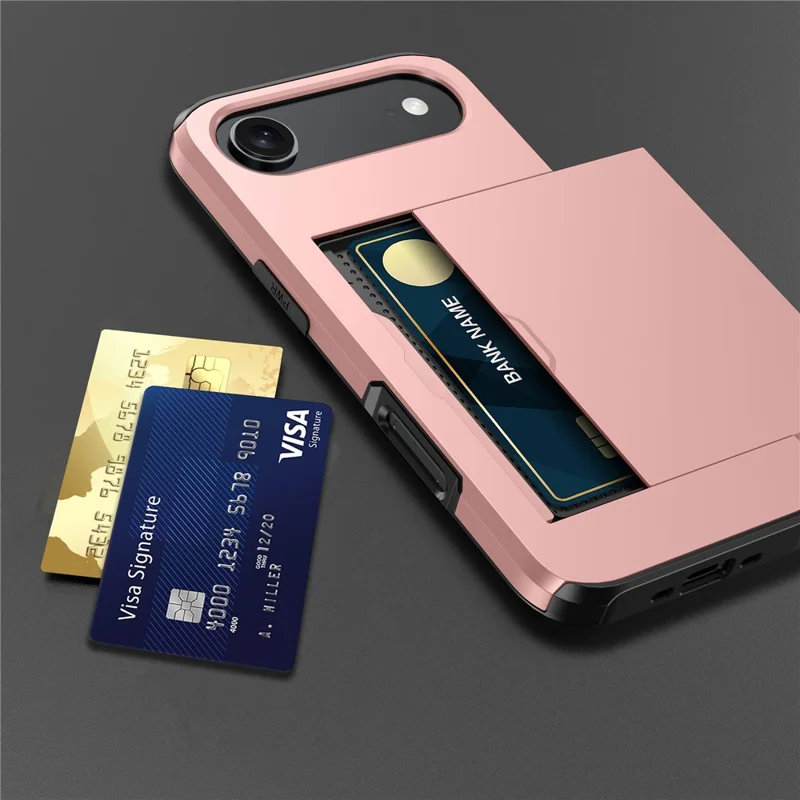 Für iPhone 17 Air Hülle mit Kartenhalter TPU + PC Handyrückseite - Roségold