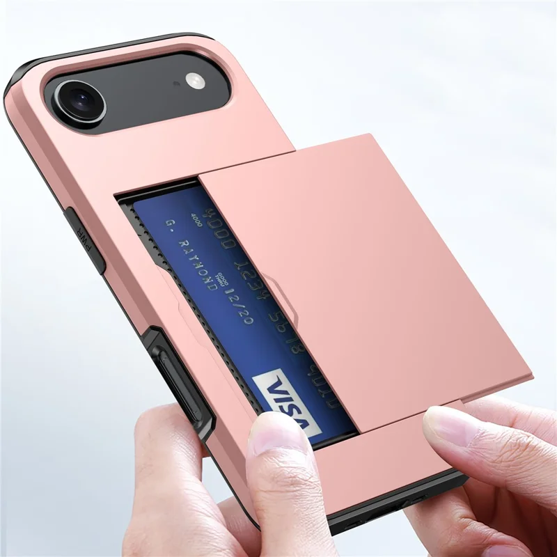 Für iPhone 17 Air Hülle mit Kartenhalter TPU + PC Handyrückseite - Roségold