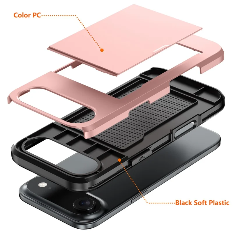 Für iPhone 17 Air Hülle mit Kartenhalter TPU + PC Handyrückseite - Roségold