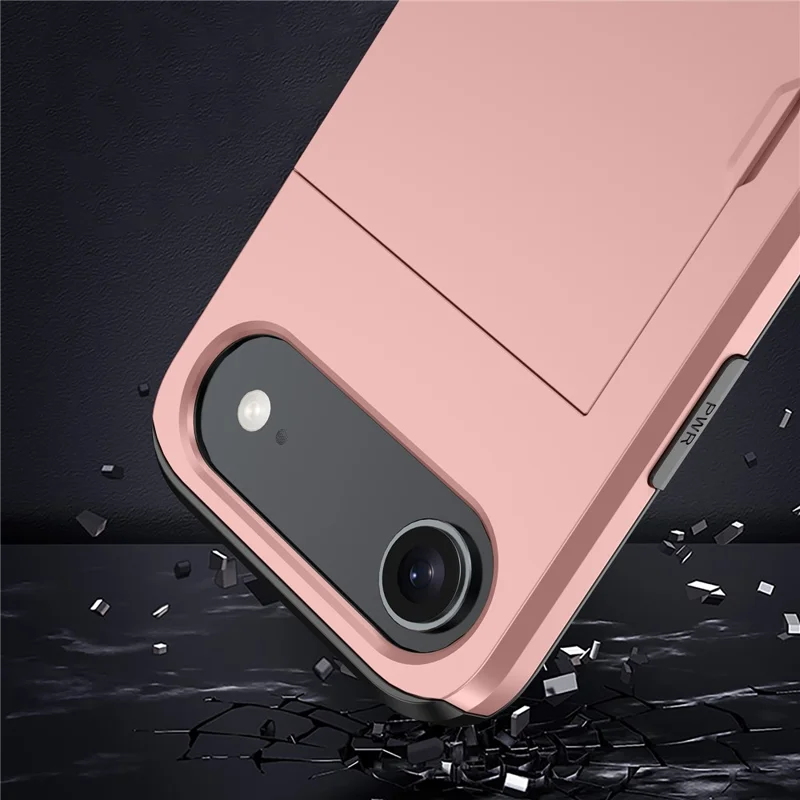 Für iPhone 17 Air Hülle mit Kartenhalter TPU + PC Handyrückseite - Roségold