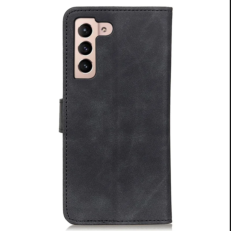 KHAZNEH Cell Phone Cover for Samsung Galaxy S23, Anti-scratch PU Leather Wallet Case Retro Texture Viewing Stand Phone Shell - Black