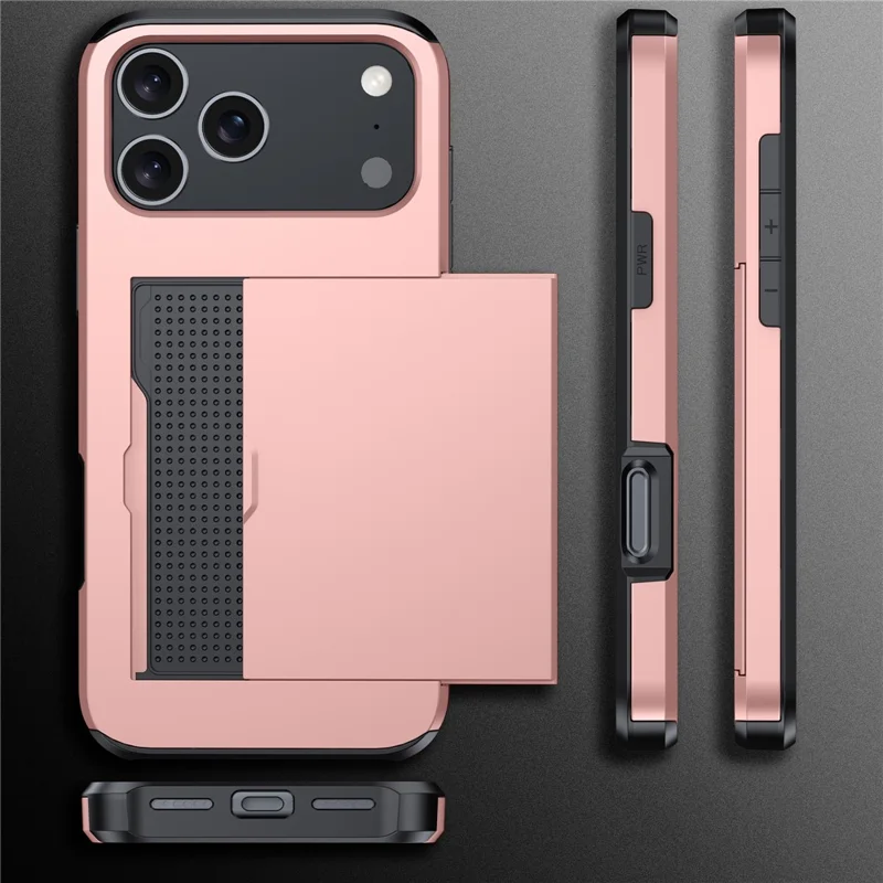 Capa para iPhone 17 Pro Max com Porta-Cartões TPU + PC - Dourado Rosé