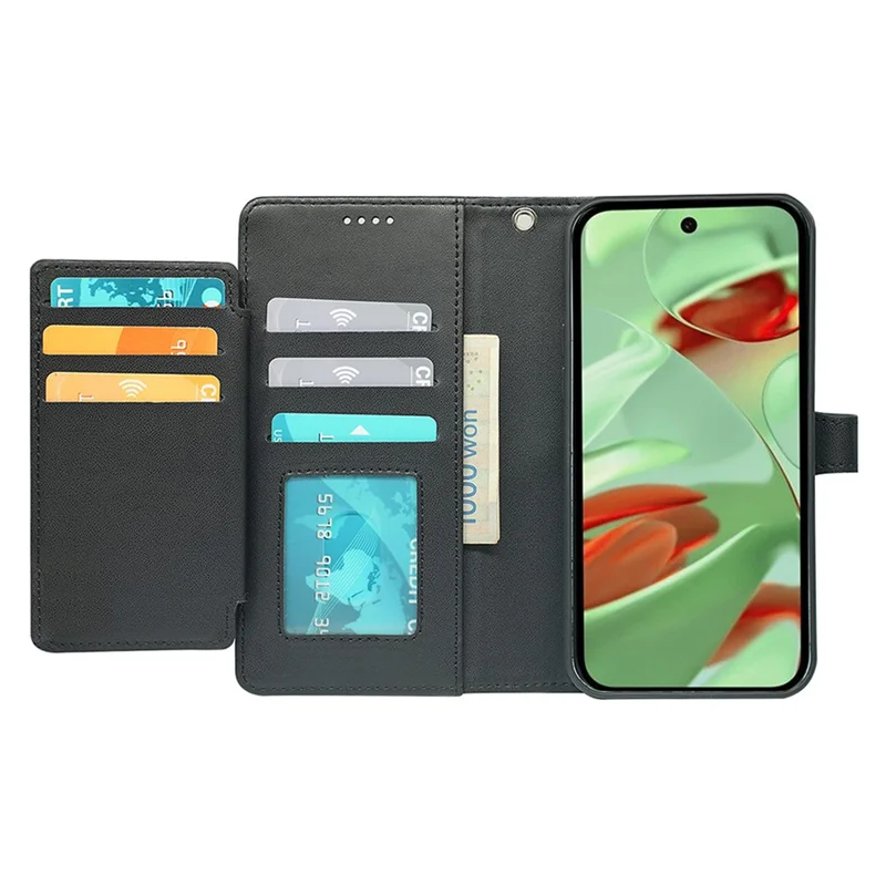 For Google Pixel 9 / 9 Pro Case with 9 Card Slots Checkered Pattern PU Leather Phone Cover - Black