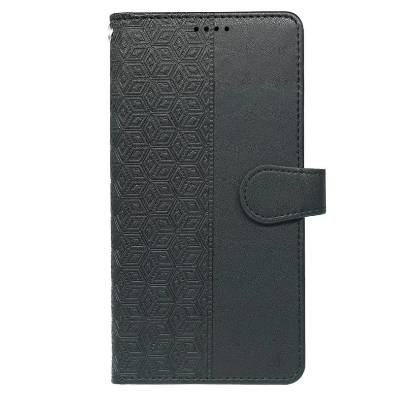 For iPhone 16 Pro Case with 9 Card Slots Checkered Pattern PU Leather Phone Cover - Black