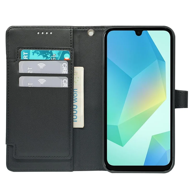 For Samsung Galaxy A16 4G / 5G Case with 9 Card Slots Checkered Pattern PU Leather Phone Cover - Black