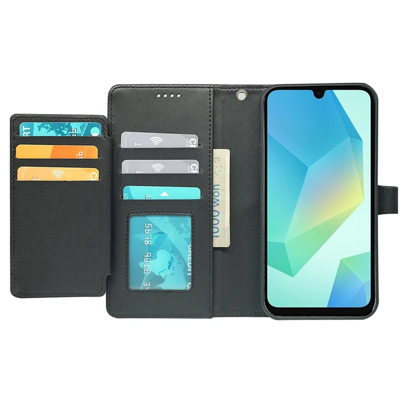 For Samsung Galaxy A16 4G / 5G Case with 9 Card Slots Checkered Pattern PU Leather Phone Cover - Black